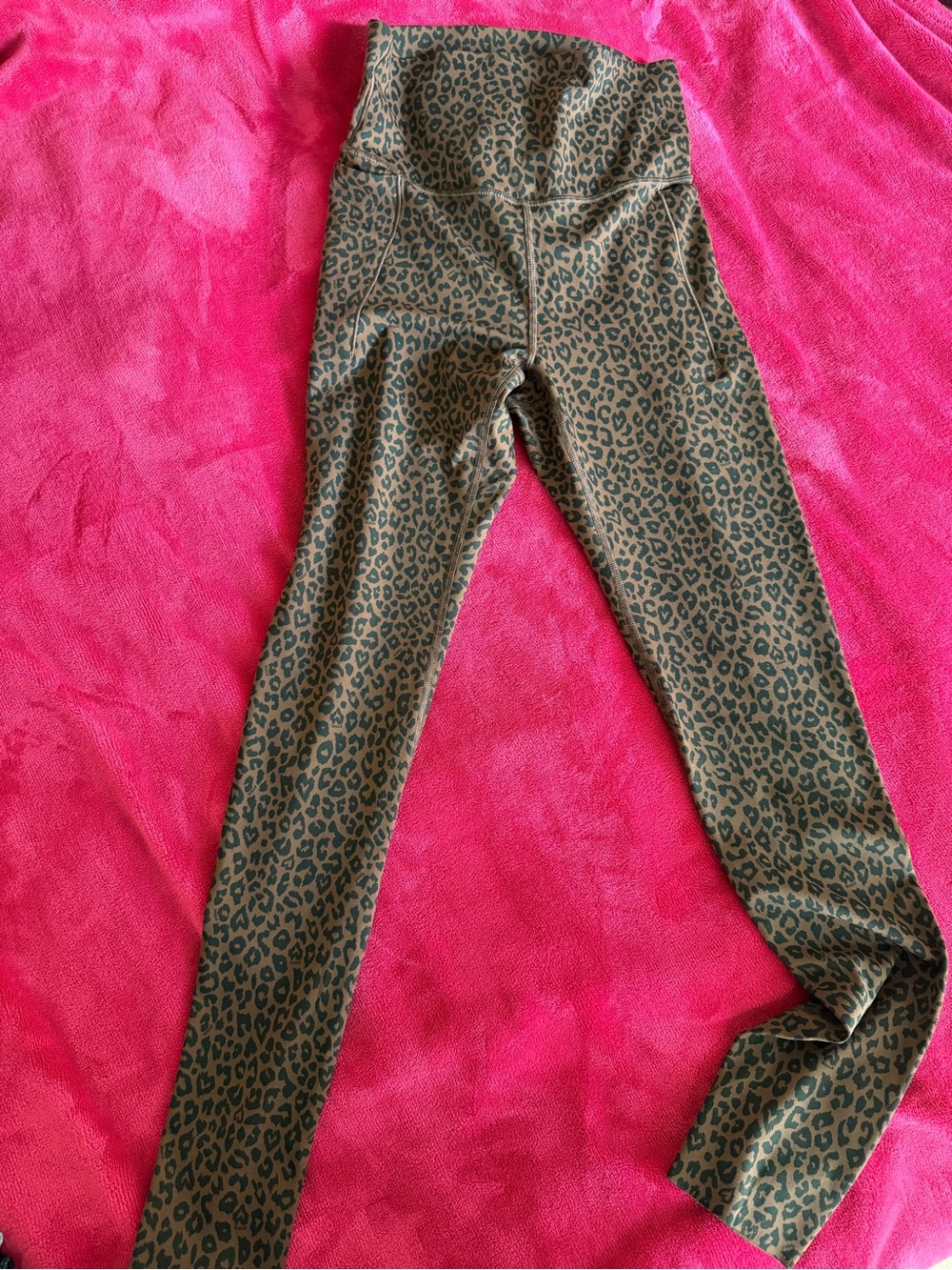 PINK Victoria's Secret Olive Green Leopard Print Kids Leggings